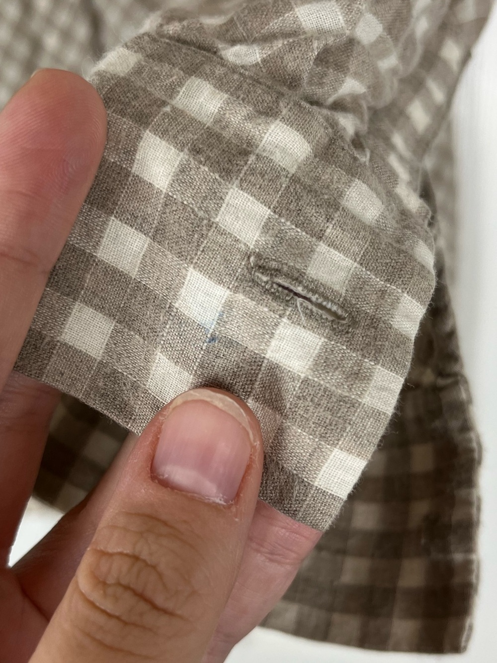 Lafayette 148 Cotton Linen Wool Blend Gingham Plaid Button Up Shirt Sz M - Picture 3 of 8